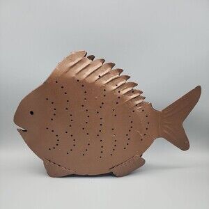 Candle Holder Lantern Metal Fish 3D Votive Holder Copper Colored Large
